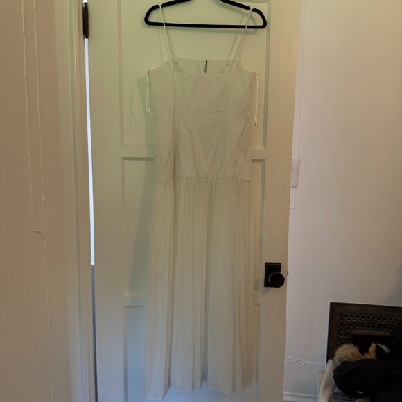 NWT Zara White Drop Waist Maxi Dress Sz M - Picture 2 of 5